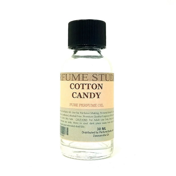 Cotton Candy Perfume Oil for Perfume Making, Personal Body Oil, Soap, Candle Making & Incense; Splash-On Clear Glass Bottle. Undiluted & Alcohol Free (1oz, Cotton Candy Fragrance Oil)