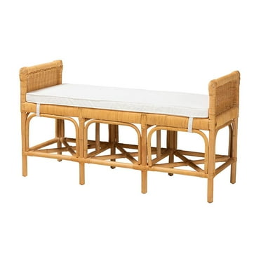 Baxton Studio Nairi Modern Bohemian Natural Brown Rattan Bench