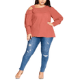thumbnail image 4 of City Chic Women's Trendy Draped Cold Shoulder Top Orange Size M, 4 of 6