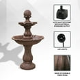 thumbnail image 3 of XBrand 2-Tier Freestanding Waterfall Fountain, Outdoor Garden, Yard, Lawn, Porch Décor, 39 Inch Tall, Brown, 3 of 9