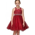 thumbnail image 4 of Big Girls Sleeveless Elegant Rhinestone Pearl Beaded Junior Bridesmaid Flower Girl Dress Blush 10 (C50C13), 4 of 5
