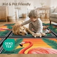 thumbnail image 4 of ODIKA 5'x7' Washable Area Rug Boho Foliage Frame Pcs Striped Border Motif Botanical Welcome Door Refined for Guest Room, Lounge, Apartment, Non-Slip Low Profile, Stain Resistant, 4 of 7