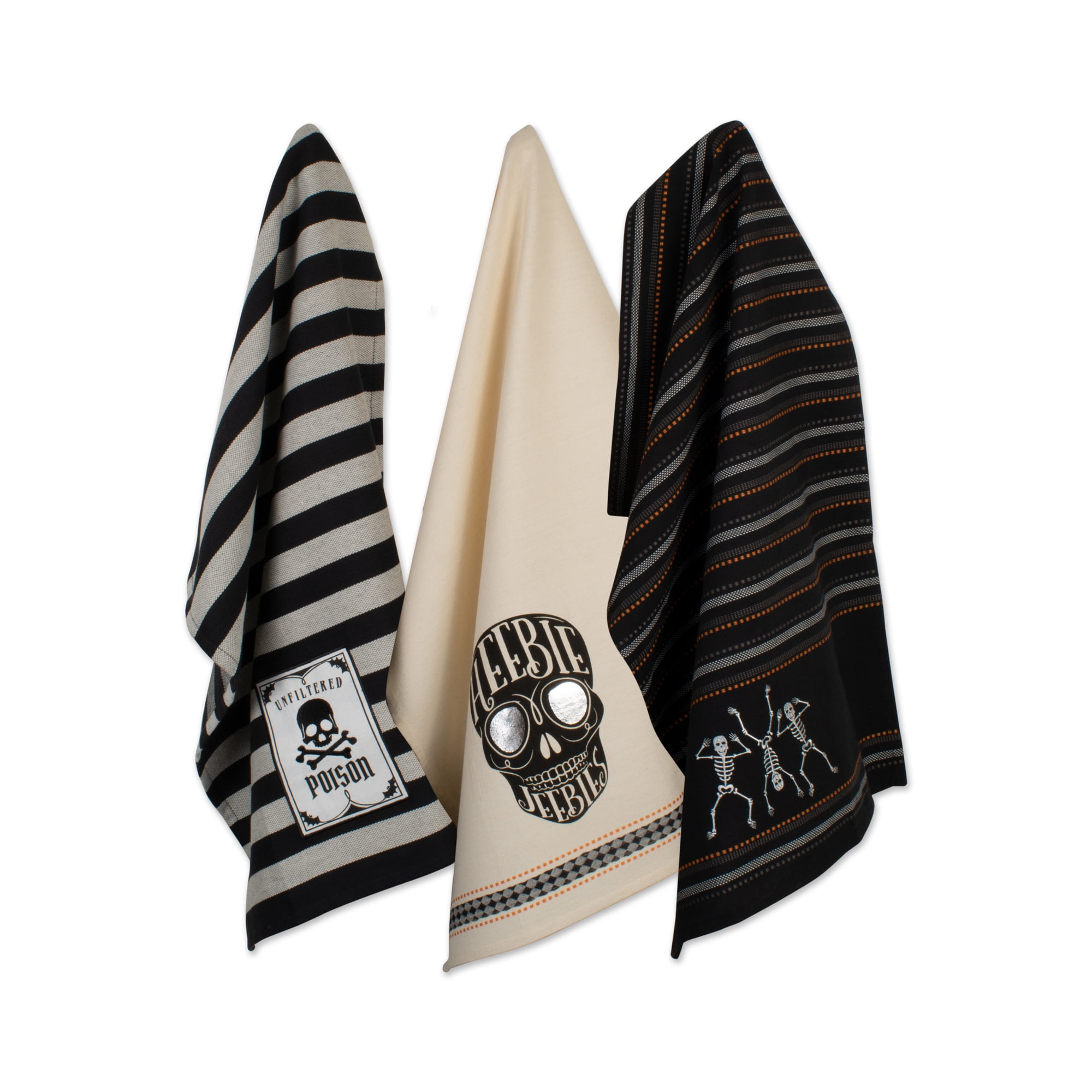 DII, 3 Pack, Halloween Witching Dish Towels, Black &amp; White Walmart