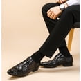 thumbnail image 6 of Santimon Black Lace-up Dress Shoes for Men Crocodile Grain Timeless Oxford Shoes Premium Derby Shoes US 9, 6 of 8