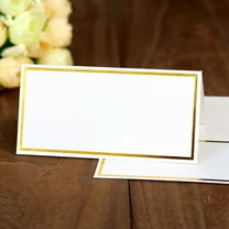WHAMVOX 50PCS Table Name Cards Simple Blank Place Cards for Wedding Engagement Party Banquet (White with Gilt)