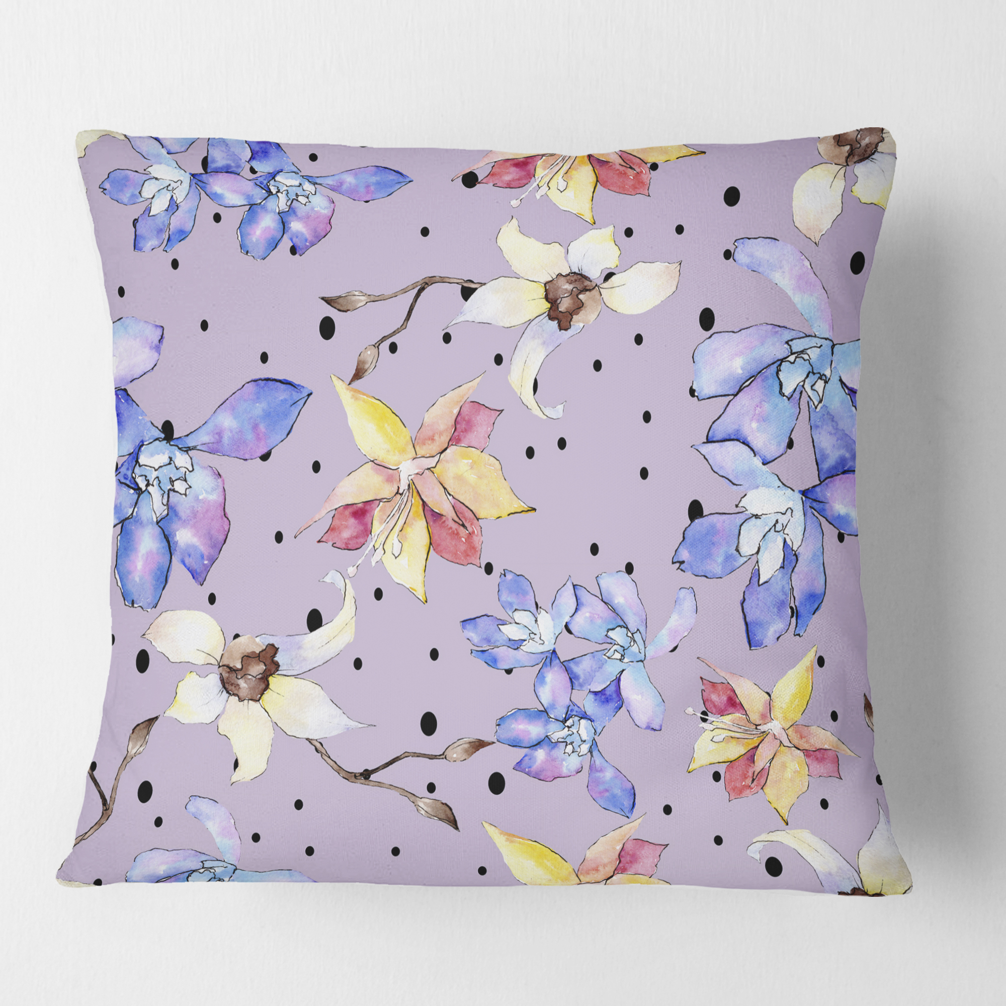 Designart Floral Botanical Retro V' Mid-Century Modern Throw Pillow - 16x16