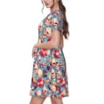 thumbnail image 2 of Lsque music Skull record Retro Print Women's Casual Dress T-Shirt Summer Short Sleeve Scoop Neck Swing Dresses, 2 of 6