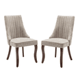 thumbnail image 5 of Tcbosik 2 Pack Upholstered Chairs, Velvet Fabric Dining Chair with Wood Legs, Farmhouse Kitchen Chair, Accent Chair for Kitchen, Beige & Brown, 5 of 11