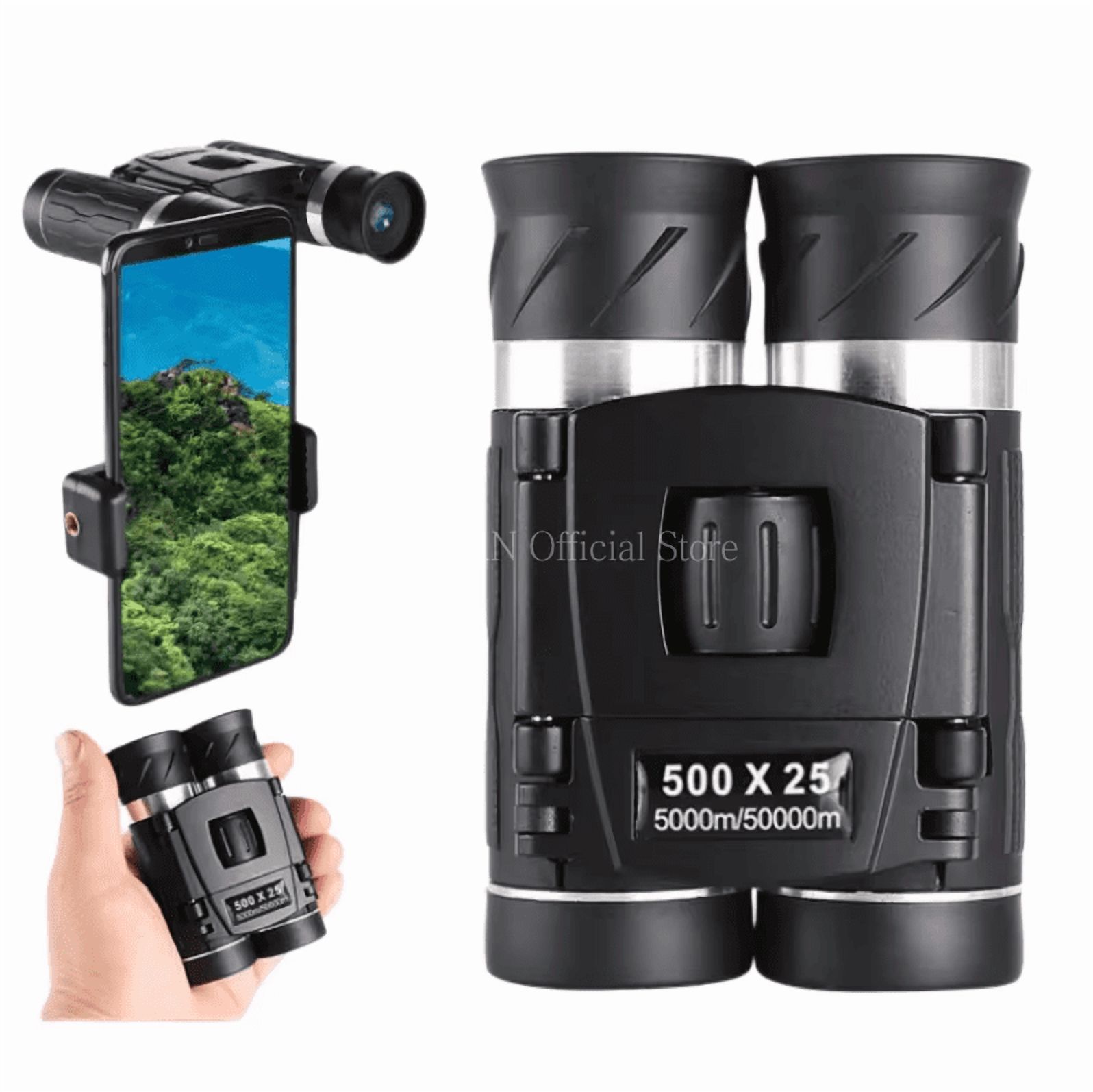 500x25 Zoom Portable Powerful Binoculars Long Range Telescope Folding Binoculars for Hunting Camping Travel