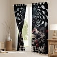 thumbnail image 3 of Castle Fairy Animal Black Crow Black Out Curtains for Boys Girls,Gothic Floral Rose Skull Curtains Pack of 2 (42x63 Each),Geometric Plaid Grid Bedroom Curtains,Lightweight Room Decor, 3 of 6