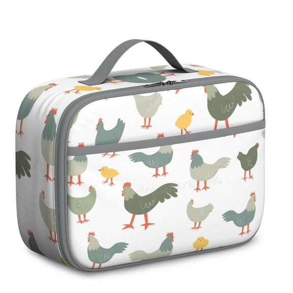 Cartoon Lunch Tote – Cute Farm Chicken Chick Rooster Insulated Lunch Bag for Preschool and Elementary School