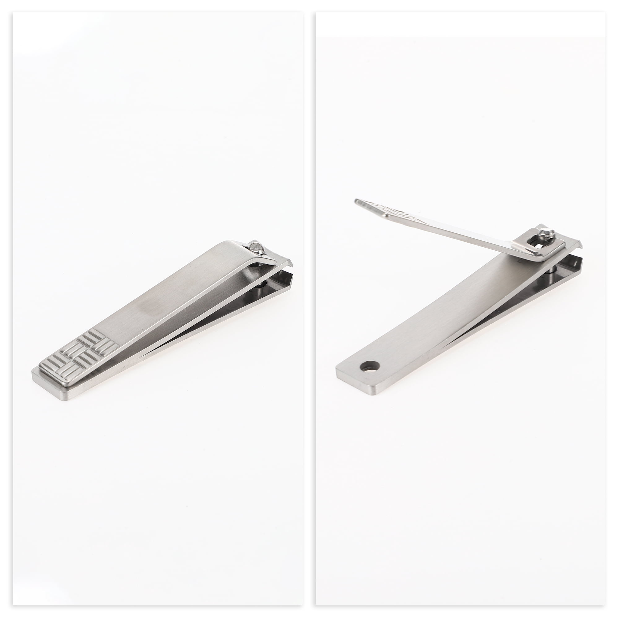 Unique Bargains Portable Anti-slip Pattern Large Curved Nail Clippers Silver Tone