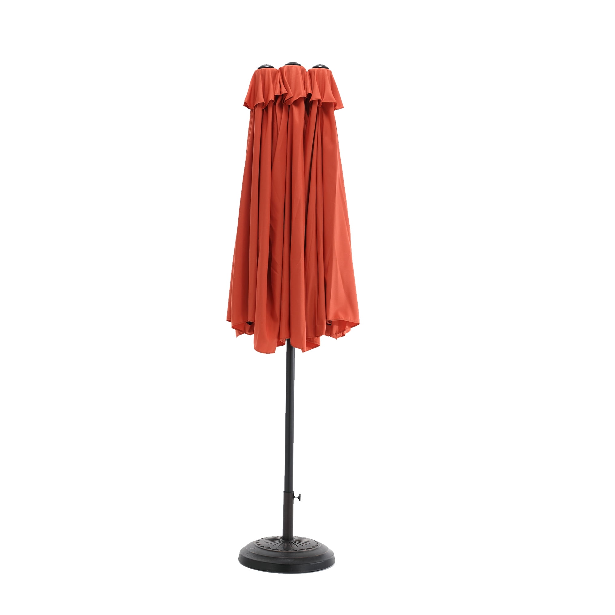 Double Sided Rectangular Outdoor Umbrella 14.8-Foot with Crank, Large Patio Umbrella for Garden and Poolside, Orange