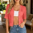 thumbnail image 2 of Sewkxo Short Sleeve Summer Cardigan Sweaters for Women 2026 Lightweight Shrug Crochet Beach Cover Ups,Red 2XL, 2 of 8