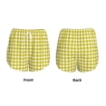thumbnail image 3 of Pofeuu Yellow Checkboard Print Women's Athletic Shorts Running Workout Shorts Tummy Control Quick Dry Gym Shorts with Pockets Double layer sports shorts-Small, 3 of 7