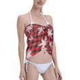 thumbnail image 4 of Disketp Snowflakes On A Buffalo Plaid Women Swimsuit Cover Up Short Chiffon Summer Beach Sarong Bikini Wrap Skirt Bathing Suit, 4 of 7