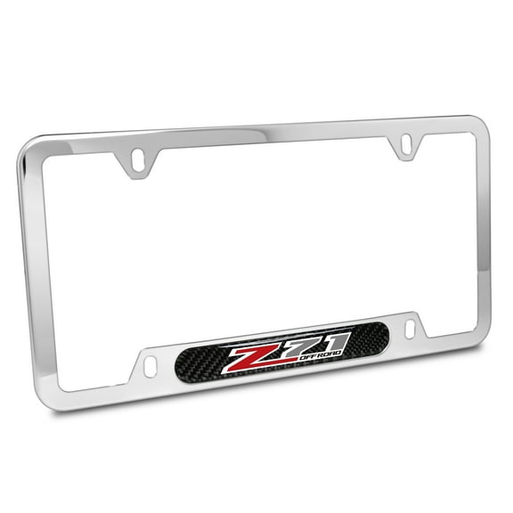 Chevrolet Z71 Carbon Fiber Nameplate Chrome Stainless Steel License Plate Frame