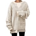 thumbnail image 1 of Suéter de invierno Gibobby con cuello en V para mujer de Manga larga Blanco XL, 1 of 5