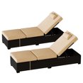 thumbnail image 1 of 2 Pcs Chaises Longues d'Extérieur en Osier PE, Chaises Longues de Piscine avec Dossier Réglable et Fauteuils Inclinables, Ensemble de Chaises Longues de Patio en Rotin, 1 of 8