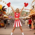 thumbnail image 2 of SJLDQY Carnival Women Cheerleader Dress Up Fashion Striped Tops Skirts Outfits Party Stage Performance Clothes Set, 2 of 4