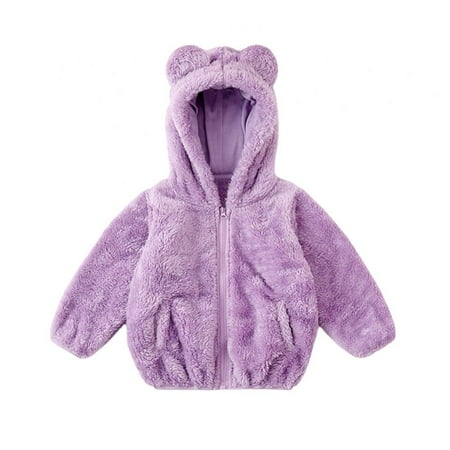

Toddler Girls Boys Fleece Hoodie Jacket Zip Up Teddy Ear Coat Warm Winter Outwear