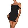 thumbnail image 2 of Drppepioner Robes Femmes Été Femmes Sexy Robe de Soirée Plissée avec Enveloppe de Hanche Noir 4(TP), 2 of 8