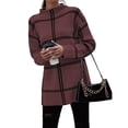 thumbnail image 2 of Suéter de Punto A Cuadros para Mujer, Estilo Casual de Otoño/Invierno, Cuello Alto, Suéter A Rayas, Tops Color Block. Marrón Oscuro L, 2 of 9