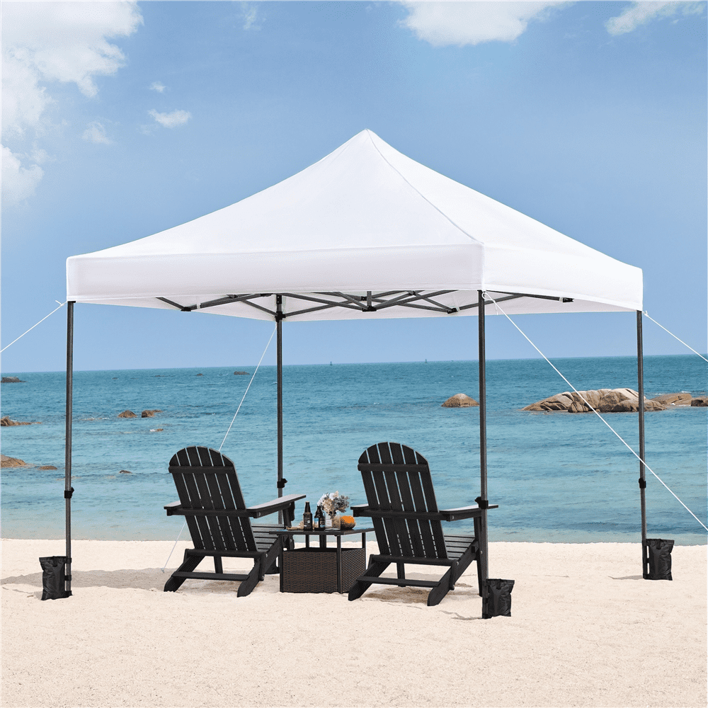 Alden Design 10x10ft Commercial Pop-up Canopy Tent with Wheeled Carry Bag, White
