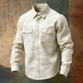 thumbnail image 2 of oelaio Mens Big and Tall Button Down Shirt Long Sleeve Fashion Camo Shirts Untucked Casual Dress Shirt with Pockets Beige XXXL, 2 of 4