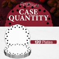 thumbnail image 5 of Smarty Had A Party White Plastic Plates, Disposable Dinner Plate with Black Round Dots Blossom Design, 10.25" Elegant Dinnerware for Wedding, Birthday & Other Occasions (120 pcs), 5 of 7