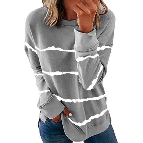 Puntoco moda mujer cuello redondo manga larga camiseta otoño estampado blusa suelta tops Puntoco Puntoco-4544