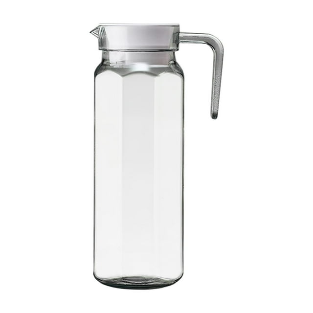 Fasiaou Plastic Water Pitcher with Lid, Large Gallon Water Jug, Juice and Iced Tea Beverage Carafe with Filter Lid, Handle, Scale for Fridge, Party(Clear)