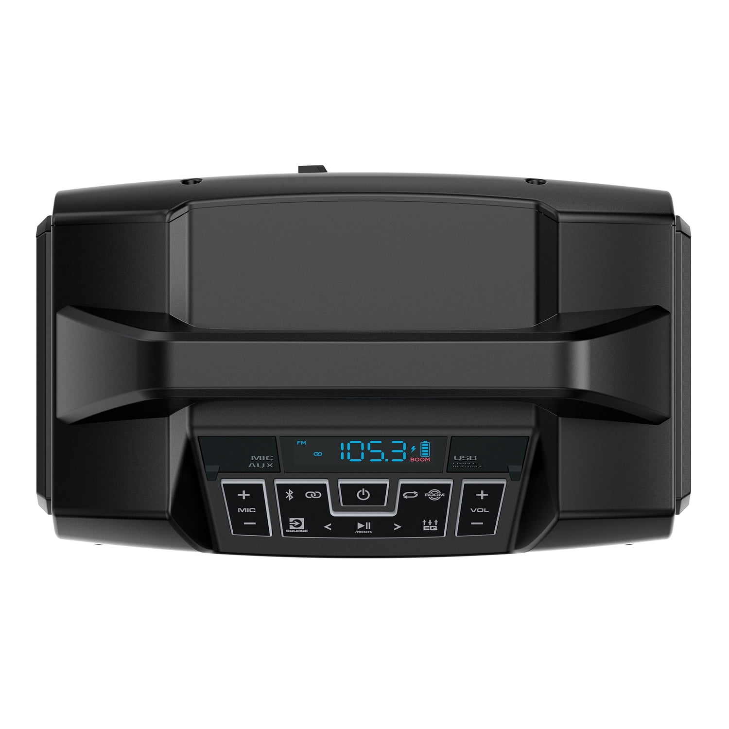 ION Sport Boom All-Weather Rechargeable Portable Speaker with FM Radio, Microphone, and Stereo-Link, Black, SPORTBOOMXUS