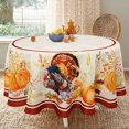 thumbnail image 4 of Thanksgiving Tablecloth Turkey, Fall Pumpkin Round Table Cloths 60 x 60 for Harvest Festival Decor,Perfect for Kitchen Dinner, Restaurant ,Outdoor Holiday Picnic Table Cover, 4 of 6