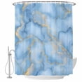 thumbnail image 2 of Light Blue Marble Waterproof Fabric Shower Curtain,Ink Painting Art Luxury Modern Waterproof Fabric Shower Curtain for Bathroom Curtains Bathtubs Hotel Shower Curtains with 12 Hooks Long 72x78in, 2 of 8