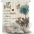 thumbnail image 4 of Rustic Elegant Teal Flower Shower Curtain, Bible Verse Inspirational Motivational Quote Waterproof Fabric Shower Curtain Set, Polyester Vintage Farmhouse Floral Bathroom Decor with Hooks 72x72 Inch, 4 of 4