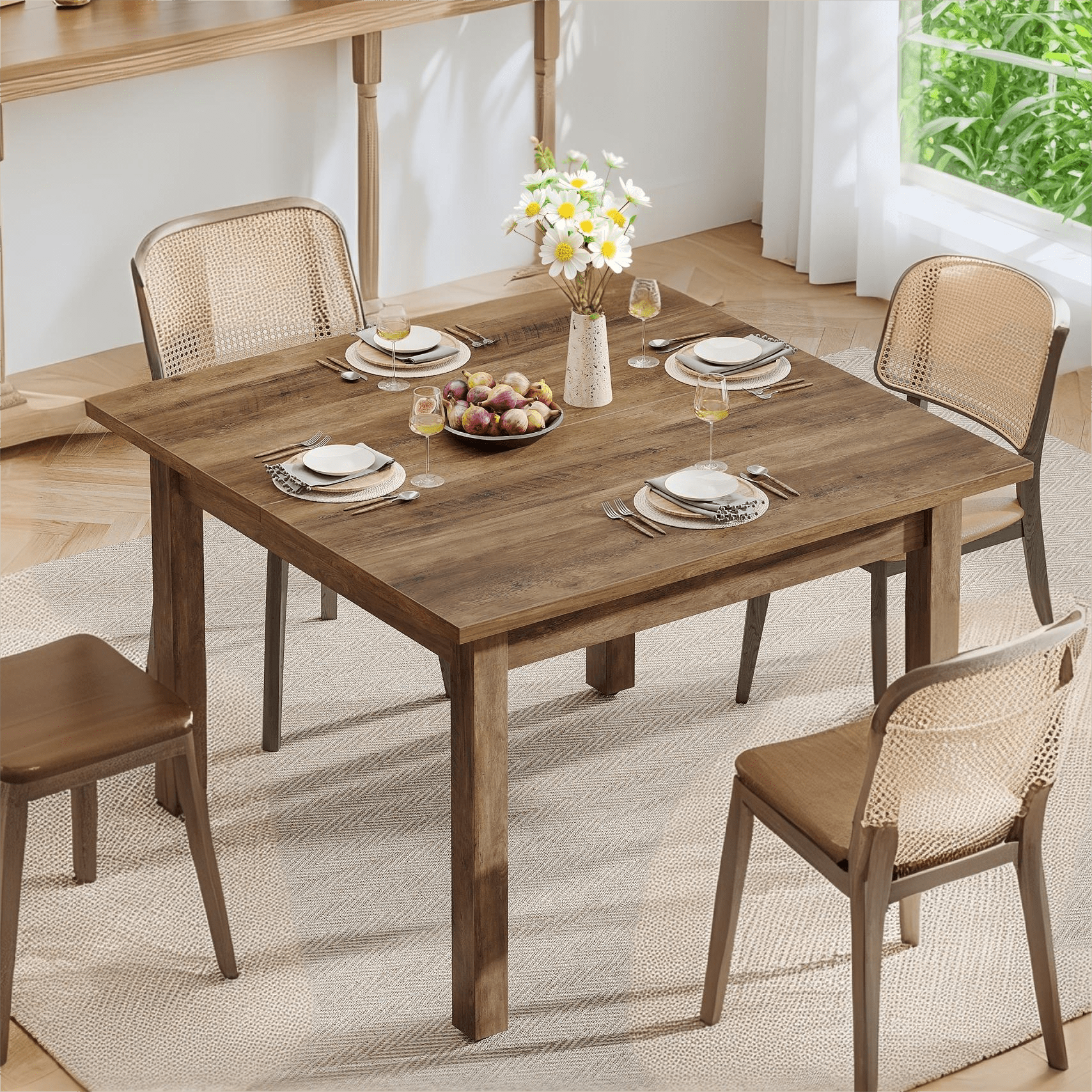 Fnova 40" Executive Desk, Dining Table for 4 People, Modern Farmhouse Wooden Kitchen Table, Large Office Computer Desk for Home Office (Chairs Not Included)