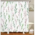 thumbnail image 2 of Pink and Green Shower Curtain Pink Flower Green Leaf Shower Curtains for Bathroom r Plant Floral Shower Curtain with, 2 of 7
