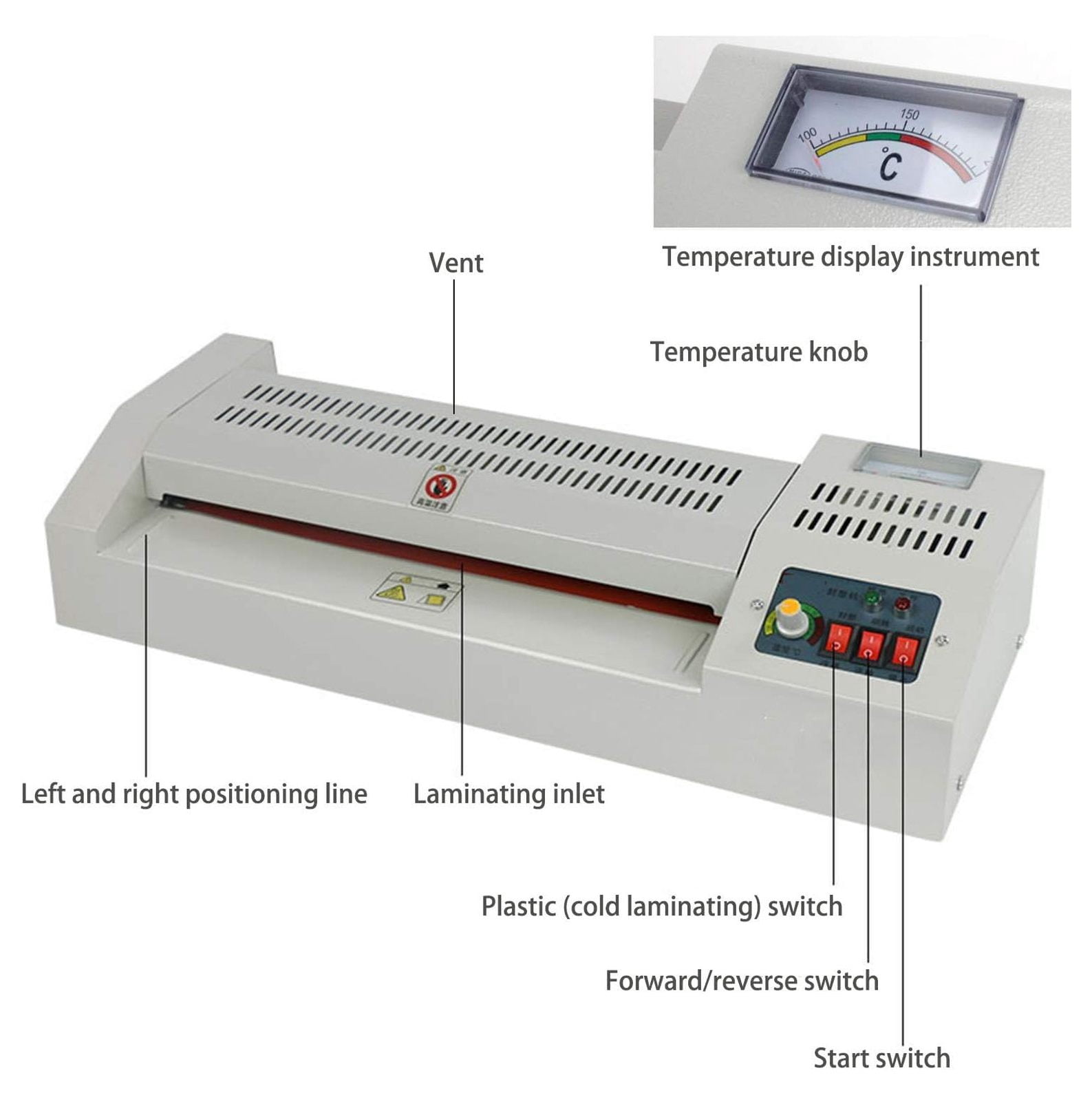 Thermal Laminator Machine, 13" Laminator Machine for A3/A4, 4 System for Professional Finish Prevents Misfed Items, Hot Cold Film Laminating Document Paper Photo (C-50)