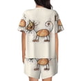 thumbnail image 3 of Kdxio Brown Cat Cartoon Print Pajamas Sets for Women Short-Sleeved Pjs with Lounge Shorts Two Piece Sleepwear S-4XL, 3 of 8