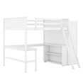 thumbnail image 5 of Wooden Loft Bed with Wardrobe, High Loft Beds Frame with U-Shpaed Desk and Shelves, Multifunctional Bedframe for Boys, Girls Bedroom, 5 of 9
