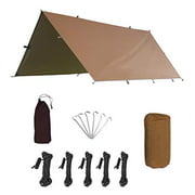 Waterproof Camping Tent Tarp Hammock Rain Fly - 118?x125?/177?x216?,Lightweight UV Protection Sun Shade Canopy,Multifunctional Footprint for Hiking,Backpacking (Tan 9.8X 10ft)