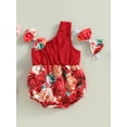 thumbnail image 3 of nvzhuang Baby Girls Romper Set, Rabbit/Butterfly/Flower Print Sleeveless Romper with Hairband, 3 of 8