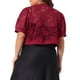thumbnail image 3 of Cárdigans cortos de talla grande para mujeres Agnes Orinda, con frente abierto, mangas cortas, encaje floral y boleros transparentes, 3X Burdeos, 3 of 6