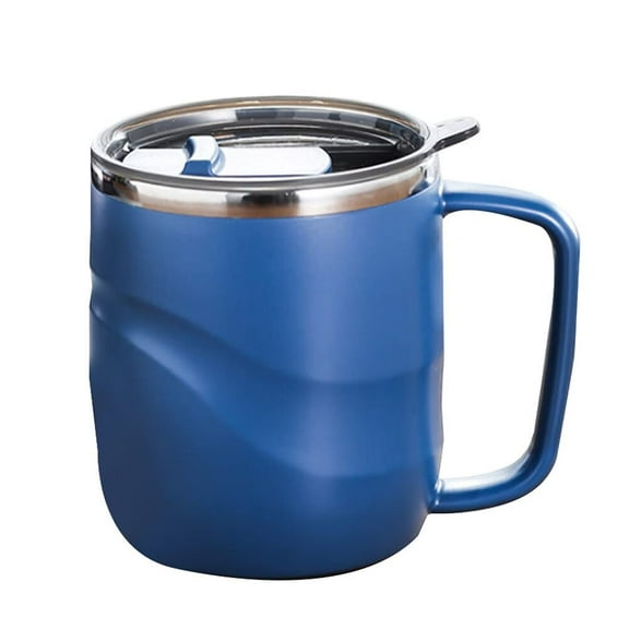 Stainless Steel Insulated Coffee Cup with Sliding Lid Vacuum Travel Mug with Handle Camping Tea Bottle (Blue)