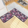 thumbnail image 7 of 2-Piece Kitchen Mat Set Non Slip Washable Floor Mats Decorative Rugs for Kitchen Sink Laundry Roses in Pink and Gray Tones, 7 of 7