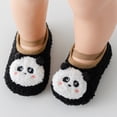 thumbnail image 2 of Xfvqtps Baby Slippers House Shoes Infant First Walkers Fleece Cute Cartoon Panda Printing Non Slip Soft Warm Spring Fall Christmas Gifts Toddler Prewalker Black, 2 of 4