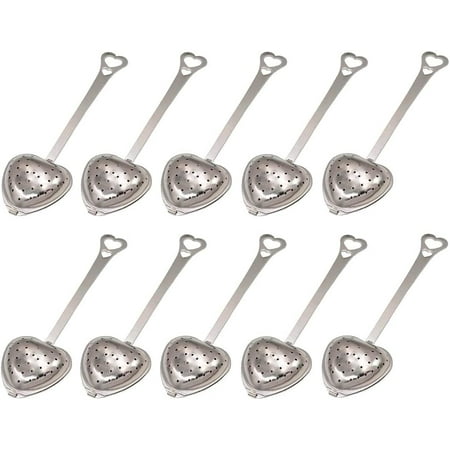 

Zhaomeidaxi Tea Filter Long Grip Stainless Steel Mesh Heart Shaped Tea Strainer Spoon Set of 10 Tea Infuser Spoon 10 Pcs