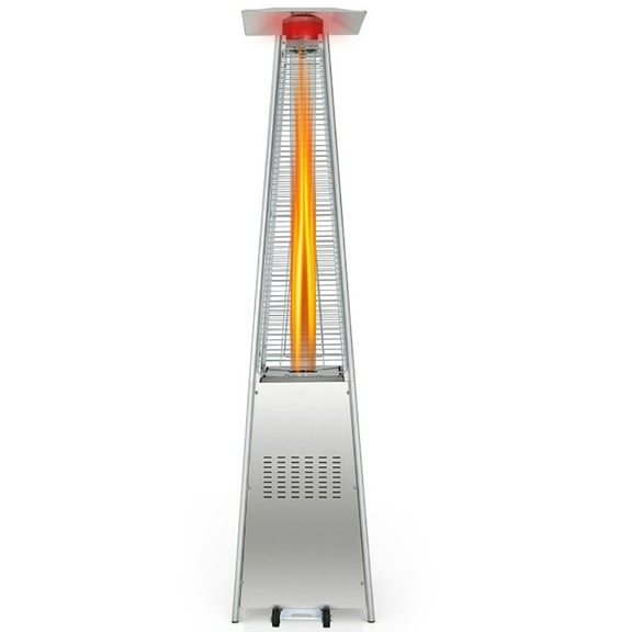 Demifill 42000 BTU Pyramid Patio Heater with Wheels, Portable Patio Heater with 2 Built-In Wheels, Propane Patio Heater for Outdoor, Silver