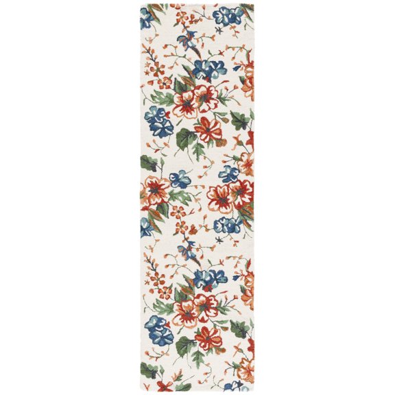 SAFAVIEH Jardin Dorian Floral Runner Rug, Ivory/Orange, 2'3" x 8'
